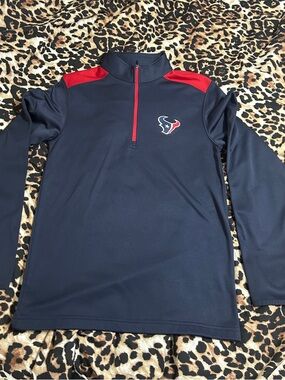 NFL Men's Navy Blue and Red Quarter-Zip Sweater